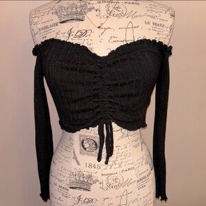 SHEIN pretty black crop off shoulder long sleeve top M